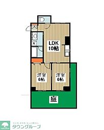 JR横浜線 相模原駅 バス9分 千代田十字路下車 徒歩1分の賃貸マンション 1階2LDKの間取り