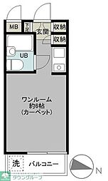 JR横浜線 町田駅 徒歩8分の賃貸マンション 3階ワンルームの間取り