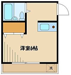 小田急小田原線 町田駅 徒歩8分の賃貸マンション 2階ワンルームの間取り