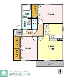 JR横浜線 町田駅 徒歩26分の賃貸アパート 1階2LDKの間取り