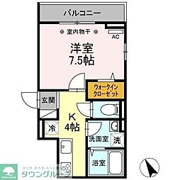 JR横浜線 相模原駅 徒歩9分の賃貸アパート 2階1Kの間取り