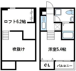 メゾンドミラ 1階1Kの間取り