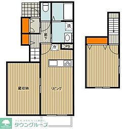 ファビラスハウスA棟 1階1LDKの間取り
