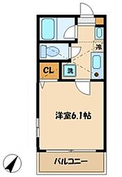 小田急小田原線 相模大野駅 徒歩14分の賃貸アパート 2階1Kの間取り