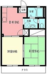 小田急小田原線 小田急相模原駅 徒歩11分の賃貸アパート 1階2DKの間取り