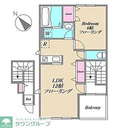 リバーサイドヴィラ 2階1LDKの間取り