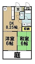 グリーンフィールド石阪 2階2DKの間取り