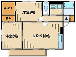 サザンクロス 1階2LDKの間取り