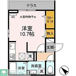 カーサ門源 1階ワンルームの間取り