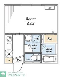グレースアロー玉川学園 2階1Kの間取り