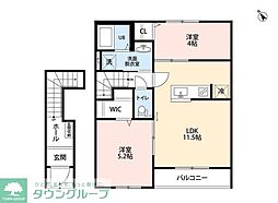 リーブルファイン相模原中央区中央 2階2LDKの間取り