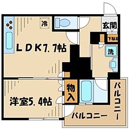 リビオタワー小田急相模原レジデンス 9階1LDKの間取り