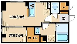 セントラルシティハイツ 3階1LDKの間取り