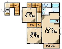 シティメゾンふるき6 2階2LDKの間取り