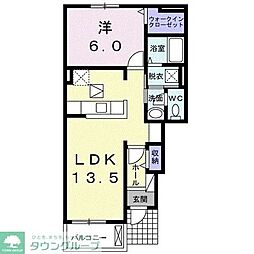 ナリッシュ　ヒルＡ 1階1LDKの間取り