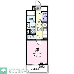 ソレアード・パッセオ 2階1Kの間取り