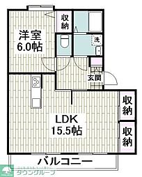 小田急小田原線 相模大野駅 徒歩13分の賃貸マンション 1階1LDKの間取り