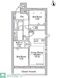 川崎市多摩区登戸マンション 2LDKの間取図画像