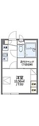 レオパレスHINODE 1Kの間取図画像