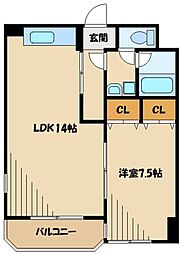 メゾンドA2 1LDKの間取図画像