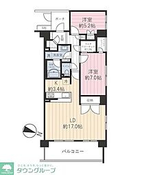 中央林間レジデンス 2LDKの間取図画像