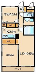 カーサ鶴川 2LDKの間取図画像