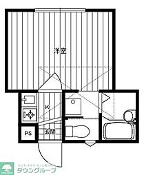 コモドアパート相模大野B棟 1Kの間取図画像
