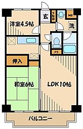 スクエアーK 2LDKの間取図画像
