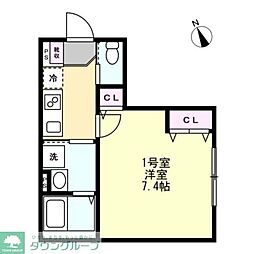 ベイルーム相模原氷川町 1Kの間取図画像