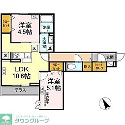 ドムスクレスト共和 2LDKの間取図画像