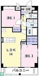 ヴァルスヴァルド 2LDKの間取図画像