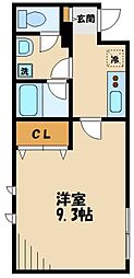 リバーヒルズ 1Kの間取図画像