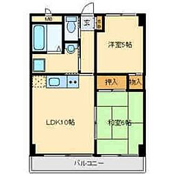 スクエアK3 2LDKの間取図画像