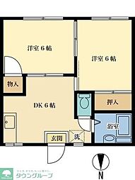 カーサアカイ 2DKの間取図画像