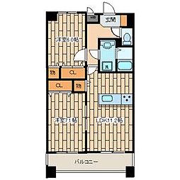 シェル都1 2LDKの間取図画像