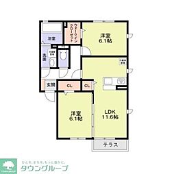 シエル・マーレ 2LDKの間取図画像