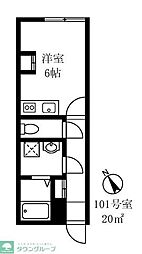 早稲田鶴巻町ＩＭＡハウス 1階1Kの間取り