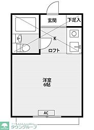 メゾンＫ早稲田 1階ワンルームの間取り