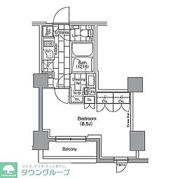 ザ・パークハビオ新宿 6階ワンルームの間取り