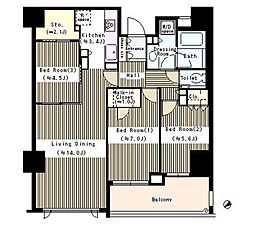 シティテラス目白　Ｃテラス 1603 16階3SLDKの間取り