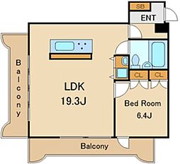 カーサクロヤナギ 4階1LDKの間取り