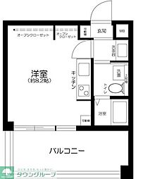 サンセール神楽坂 4階ワンルームの間取り