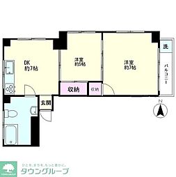 アパルトマン四谷 6階2DKの間取り