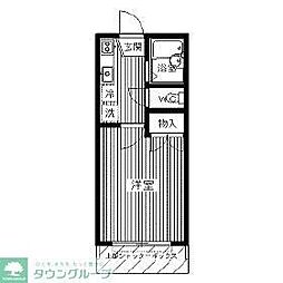 エクセルＫ 2階1Kの間取り