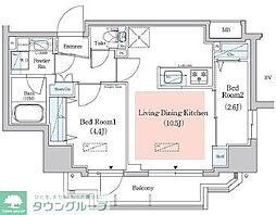 アーバネックス西新宿II 3階2LDKの間取り