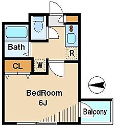 モンシャトー中野新井館 2階1Kの間取り