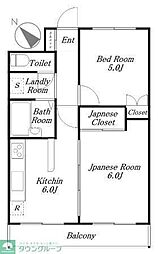 中銀第二音羽マンシオン 4階2DKの間取り