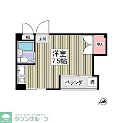 キャビットハウス 201 2階ワンルームの間取り