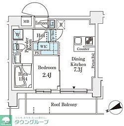 アジールコート山手動坂 7階1DKの間取り