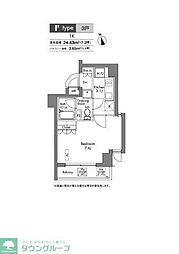 プラウドフラット神楽坂 7階1Kの間取り